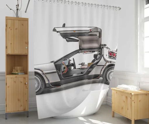 Back To The Future DeLorean Time Travel Shower Curtain 1