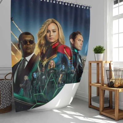 Captain Marvel Brie Larson Cosmic Adventure Shower Curtain