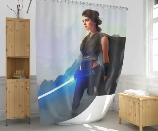 Daisy Ridley Jedi Artistry in Star Wars Shower Curtain 1