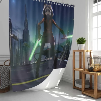 Little oka Jedi Girl Lightsaber Journey Shower Curtain