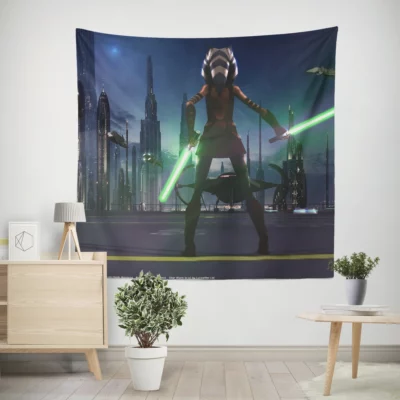 Little oka Jedi Girl Lightsaber Journey Wall Tapestry