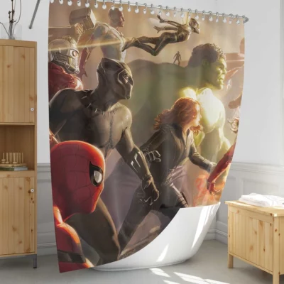 Marvel Heroes Unite in Infinity War Shower Curtain 1