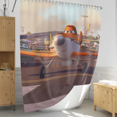 Planes Soaring Through Animated Skies Shower Curtain 1