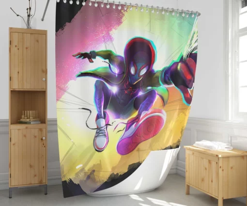 Spidey Web Slinging Marvel Adventure Shower Curtain 1