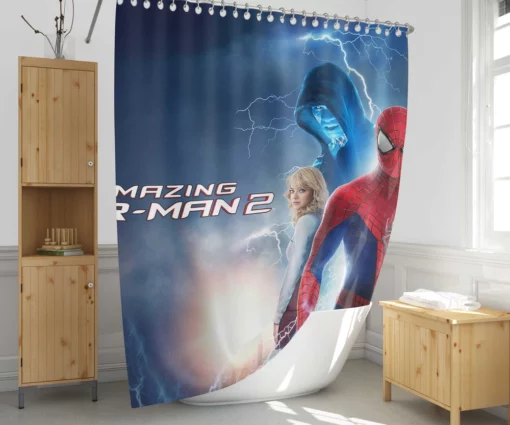 The Amazing Spider Man 2 Peter Electrifying Battle Shower Curtain 1