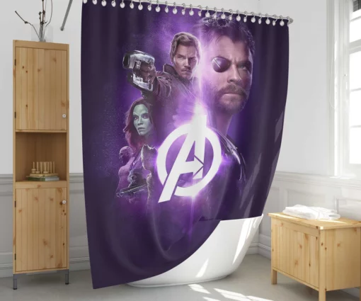 Thor Star Lord and Gamora Team Up Shower Curtain 1
