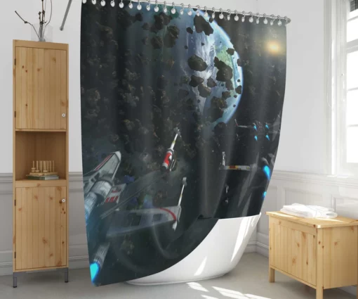 X Wing Starfighter Heroes of Rebellion Shower Curtain 1