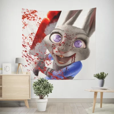 Zootopia Judy Hopps Faces Blood Wall Tapestry