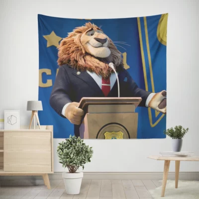 Zootopia Mayor Lionheart Political Maneuvers Wall Tapestry